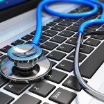 Stethoscope on laptop keyboard